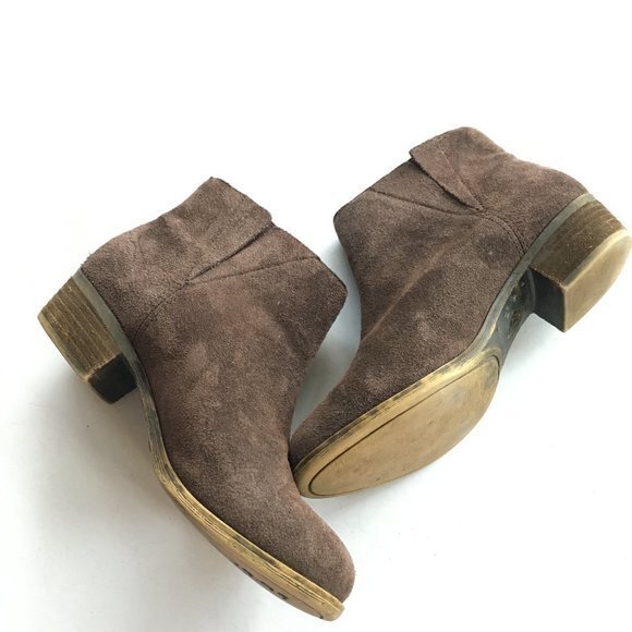 Lucky Brand Benissa Booties Ankle Boots Brown Suede Leather Womens Size … - Picture 6 of 9